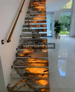 Backlit onyx stair stones 