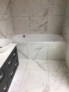 White marble bathroom tiles