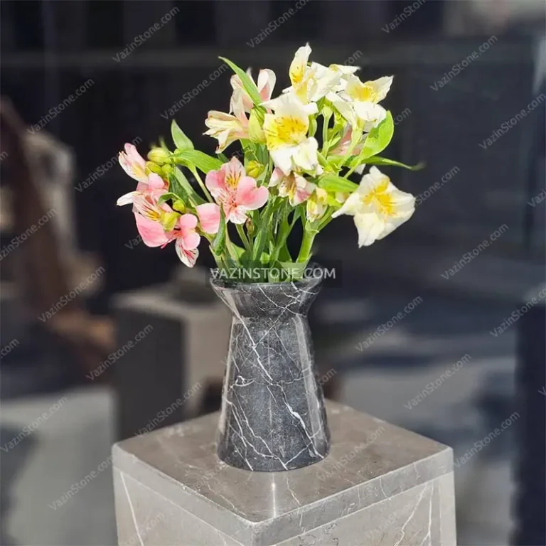 Black mahoora stone flower pot