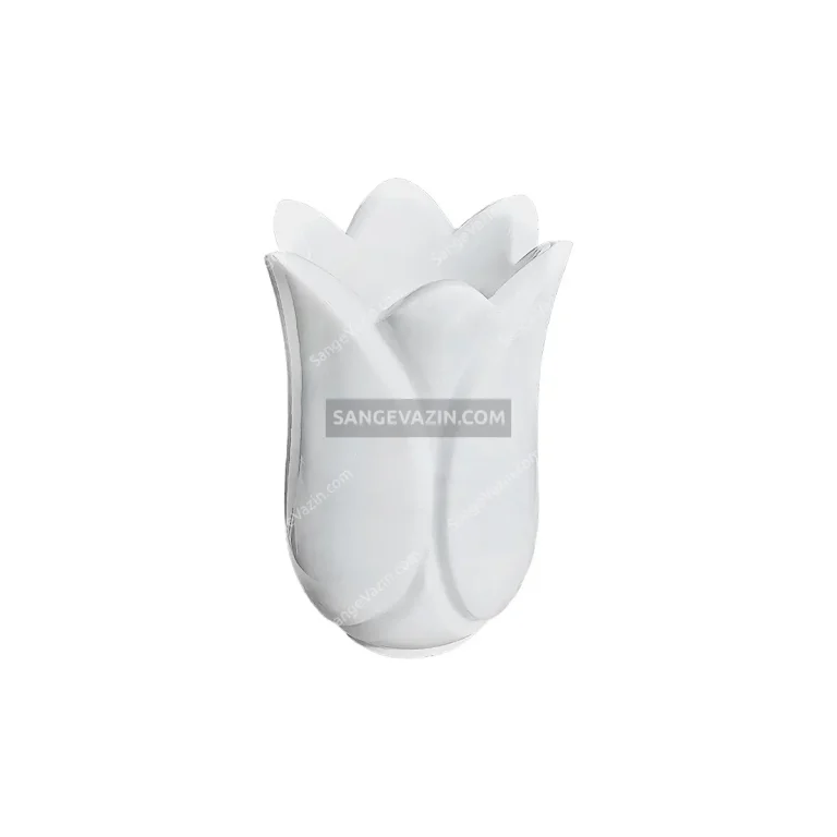 White tulip stone flower pot