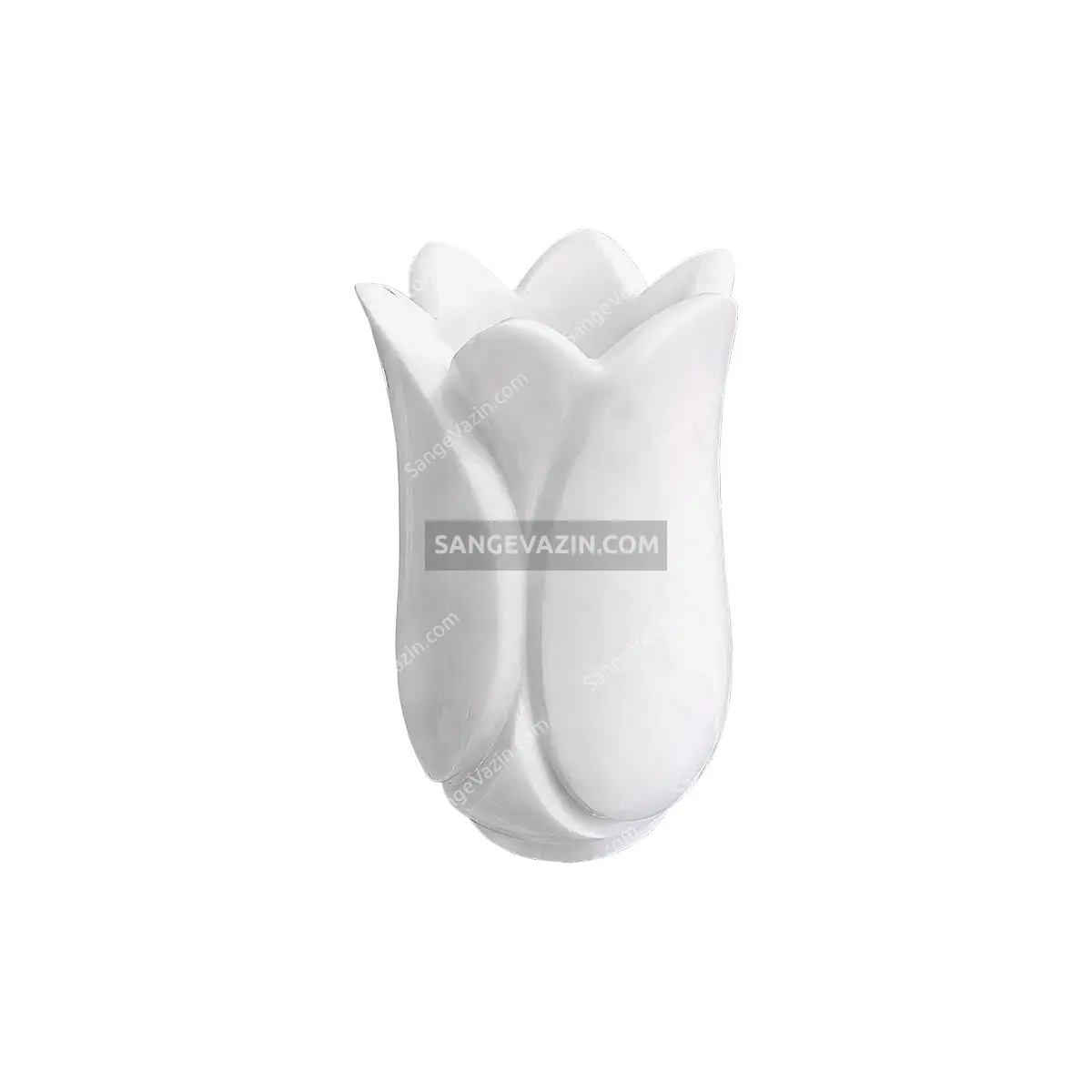 White tulip stone flower pot