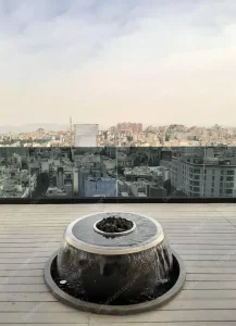 Water and fire stone fountain