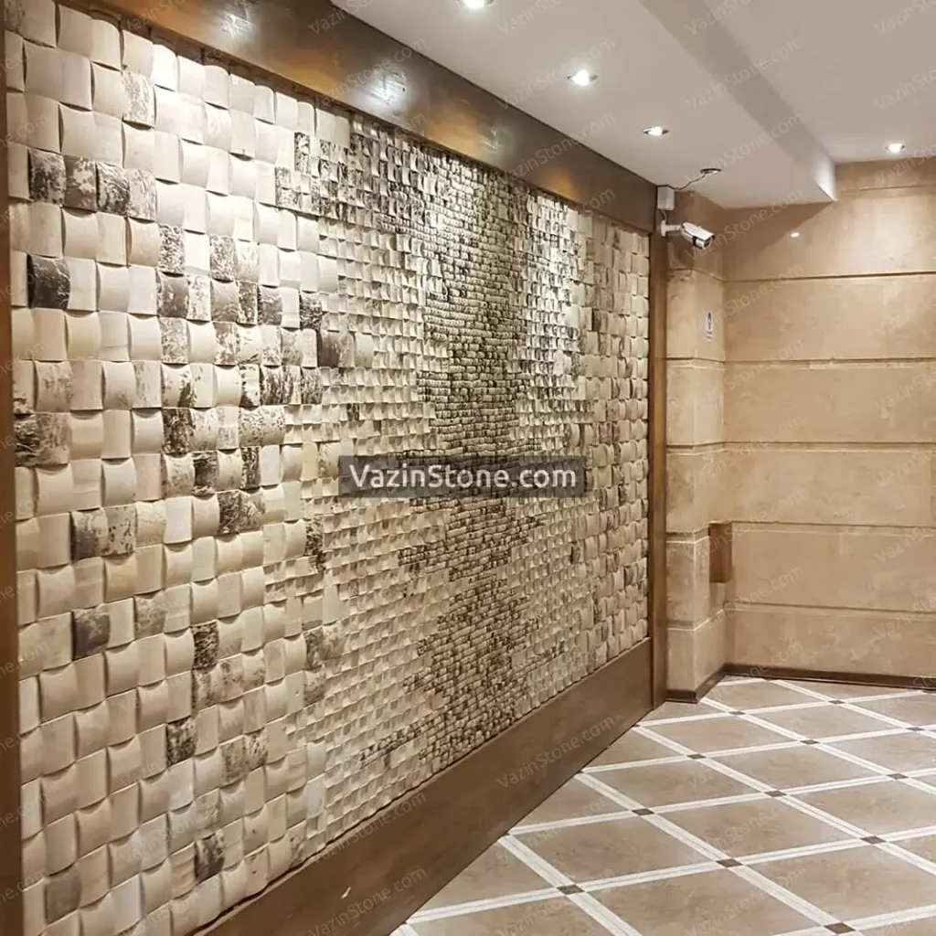 Stacked stone on the lobby wall
