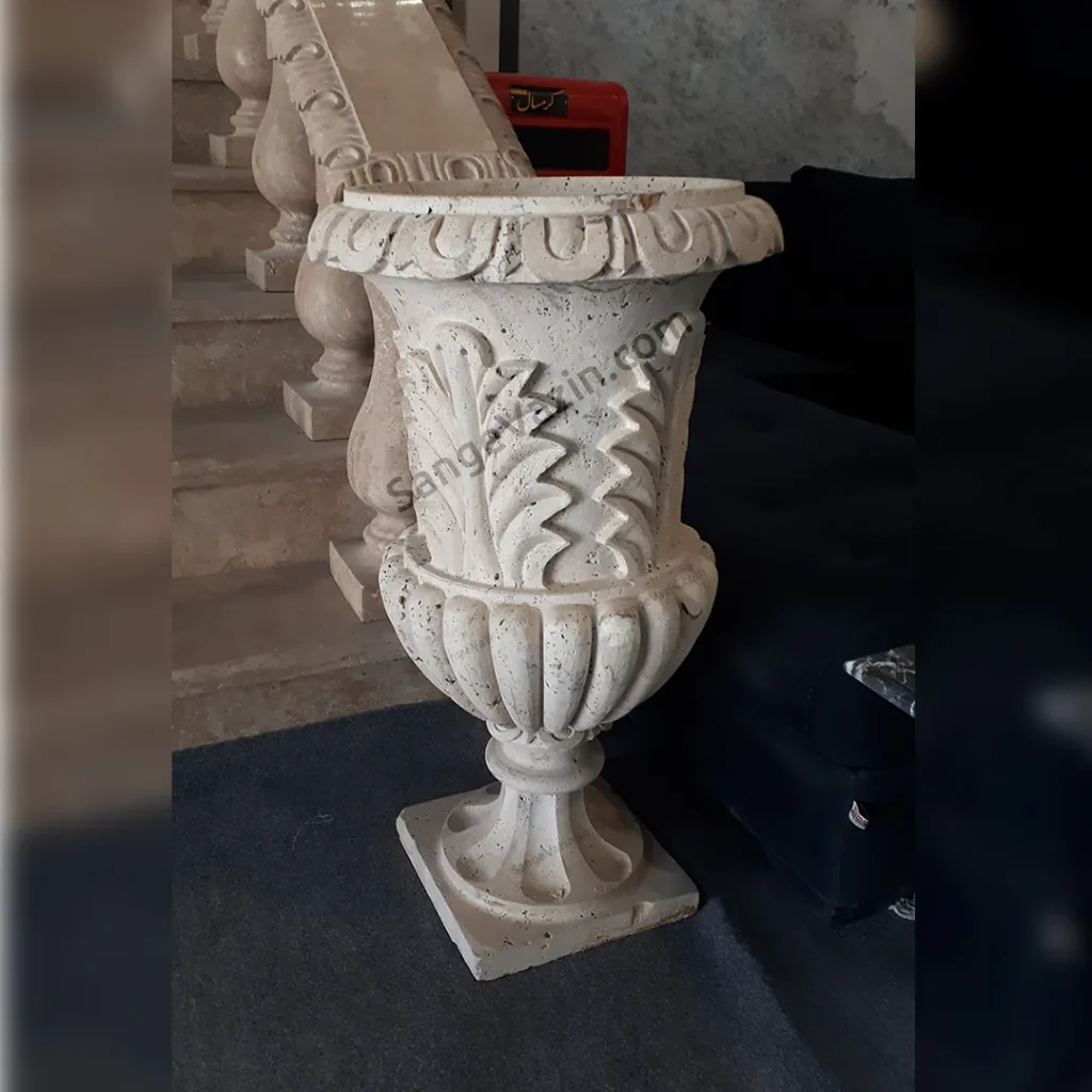 Palm stone flower pot