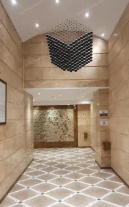 Hajiabad travertine on lobby wall