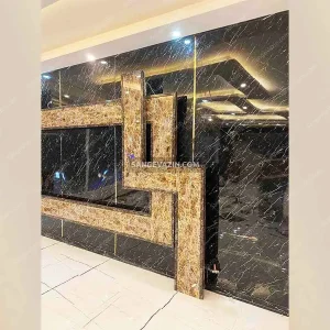 White brown marble sheet on the lobby wall