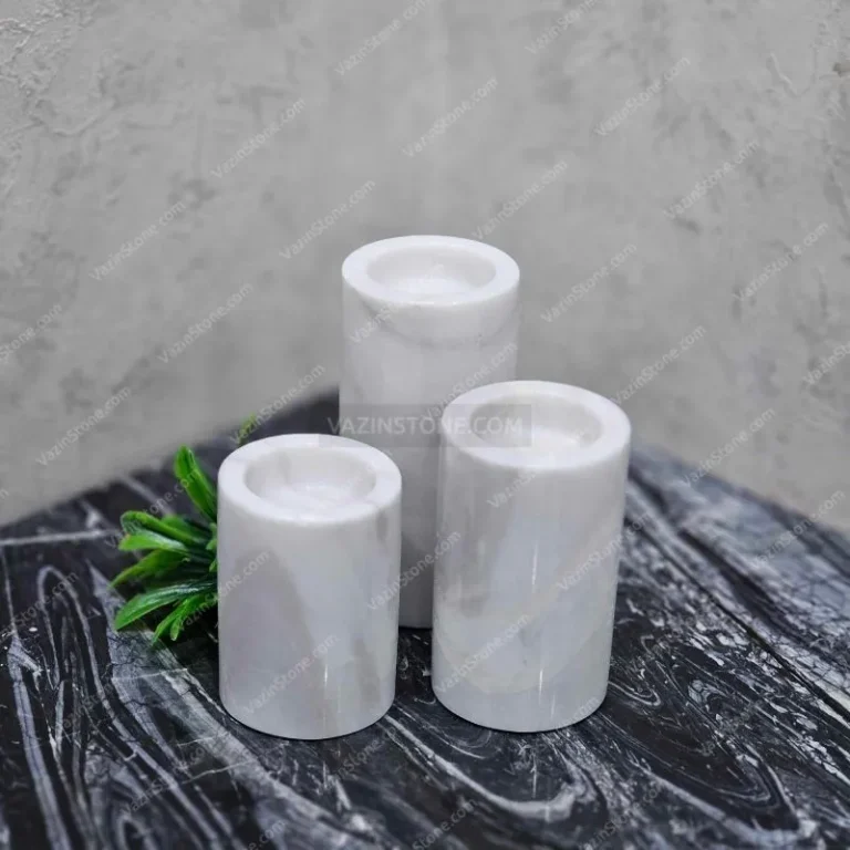 Vina stone candlestick on the stone table
