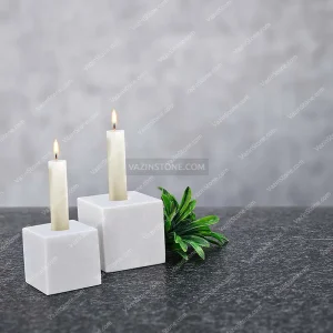 Cube stone candlestick