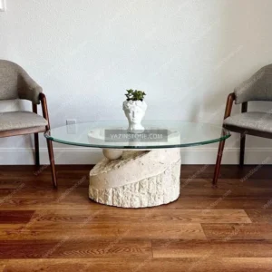 Roza stone coffee table with a flower pot