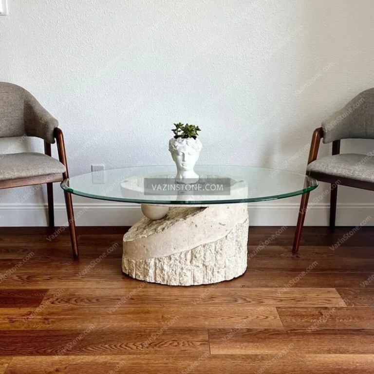 Roza stone coffee table with a flower pot