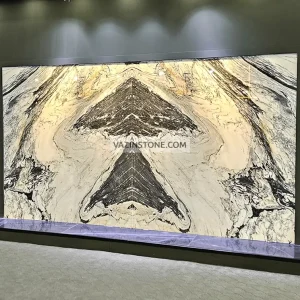 Backlit book-matched slab