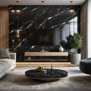 Marble slab stone on TV wall