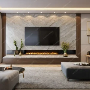 Crystal marble slab stone on TV wall