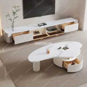 White stone TV table