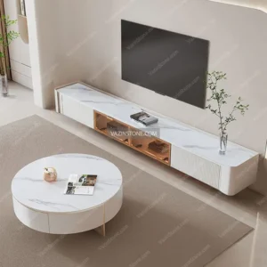 Stone TV stand and stone coffee table