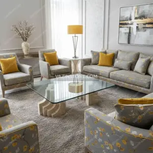 Shaily stone coffee table in a living room