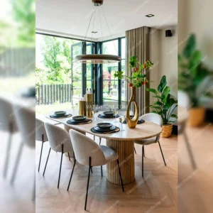 Temis stone dining table in the dining room