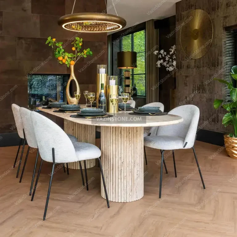 Temis stone dining table in the dining room