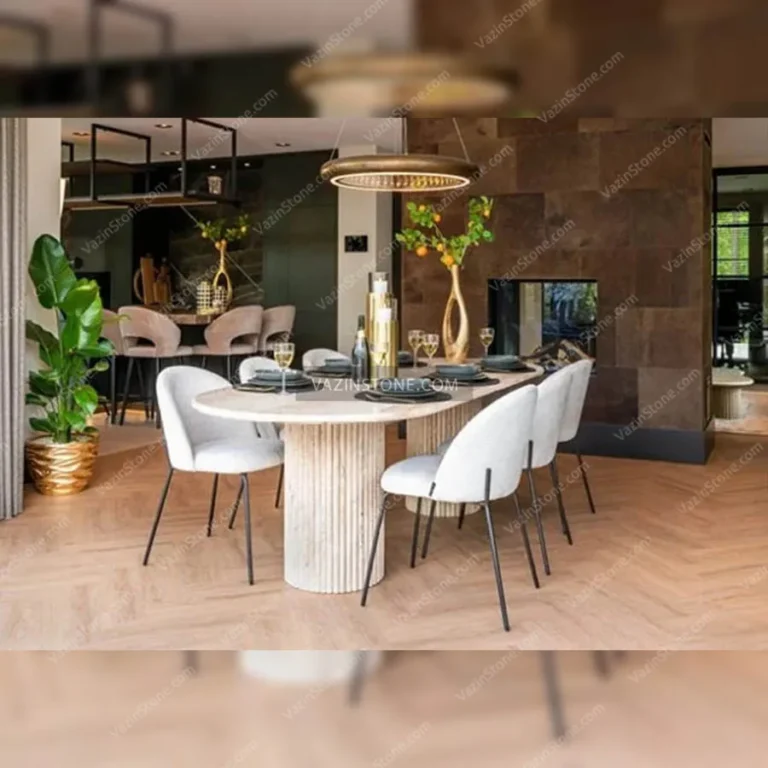 Temis stone dining table in the dining room