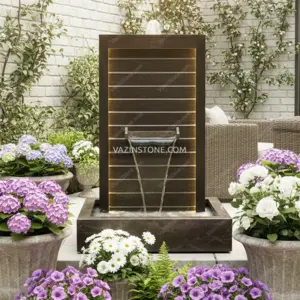 Fly stone fountain with flowers