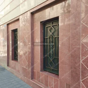 Red granite on wall
