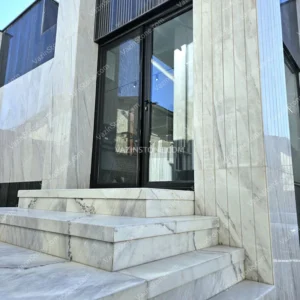 Aligudarz crystal marble on the stairs and facade of the building