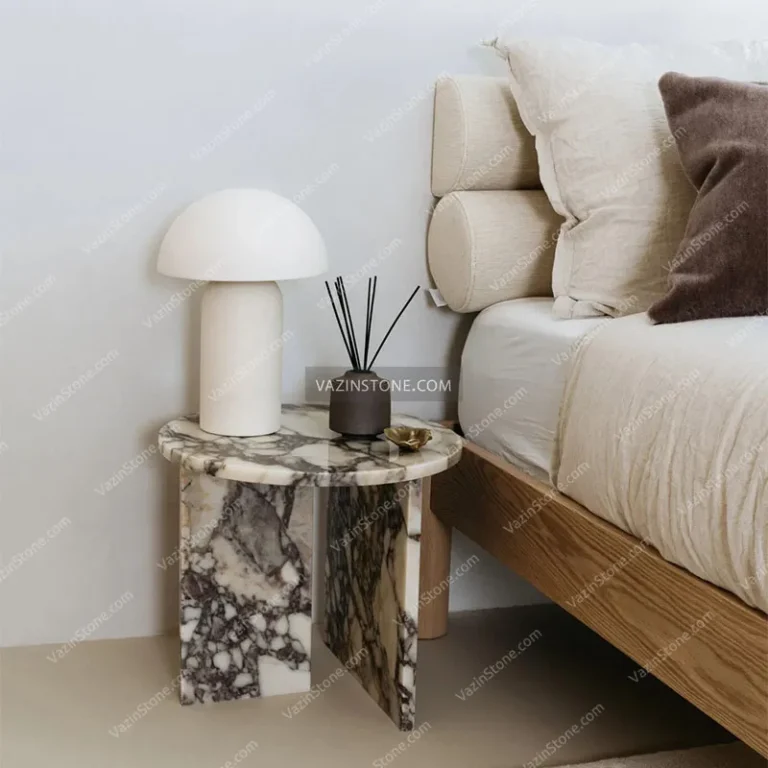 Atrisa stone side table in bedroom