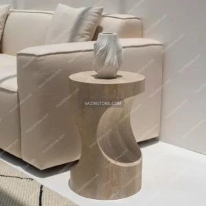 Echo Stone Side Table with a flower pot