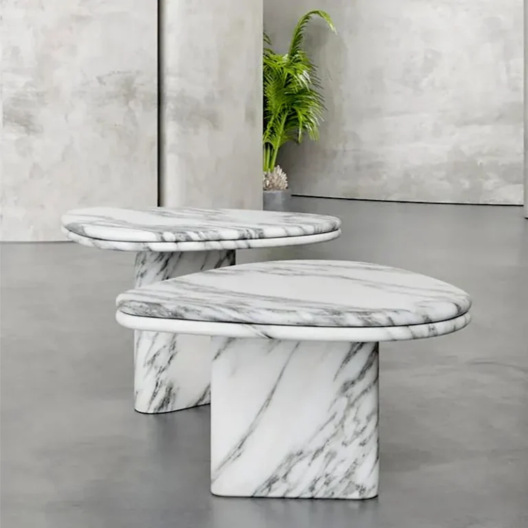 Niva stone side table with crystal marble
