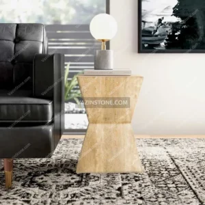 Shenisa stone side table with a lampshade
