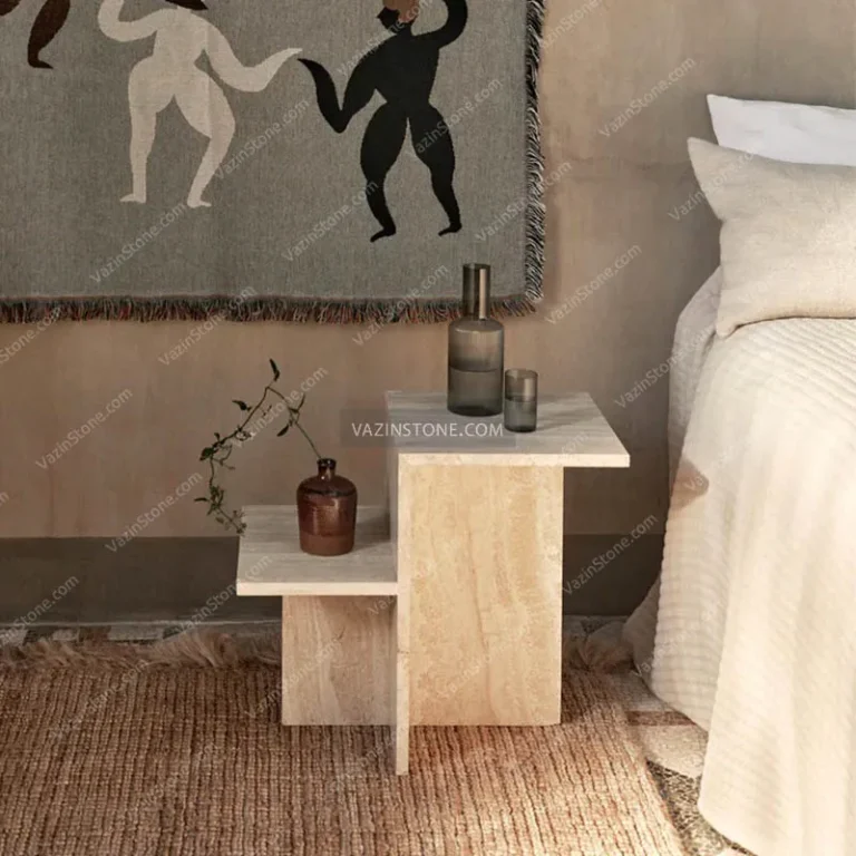 Trima stone side table as a bedside table