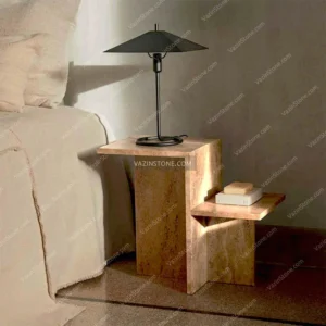 Trima stone side table as a bedside table