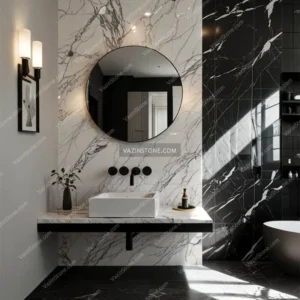 Black marble and crystal marble bathroom stone picture
