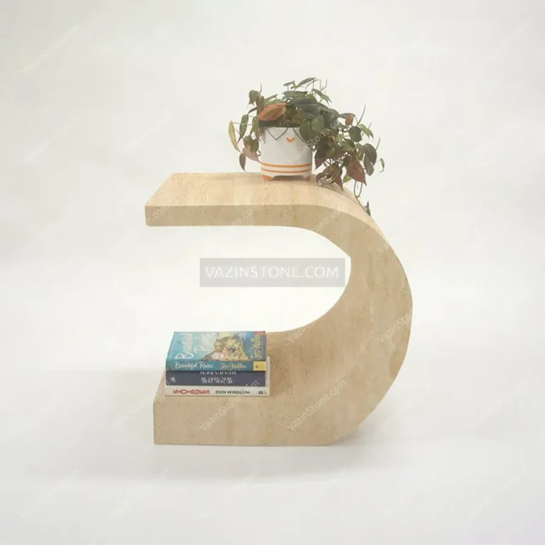Cylora stone side table with decorative items