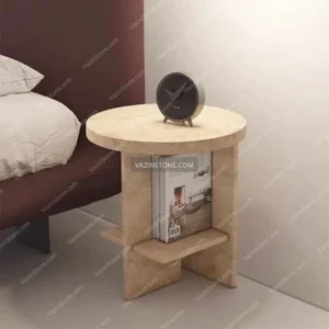 Pania stone side table with decorative items
