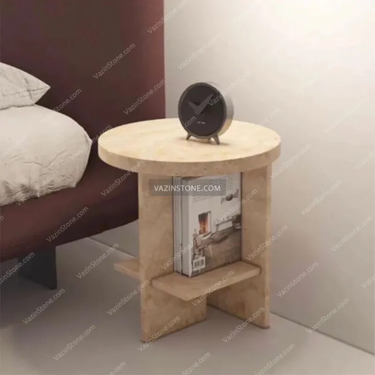 Pania stone side table with decorative items