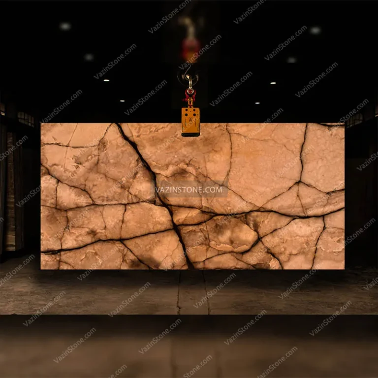 Backlighting of Pink Onyx Slab Stone