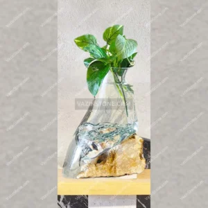 Photo of the glass and stone flower pot
