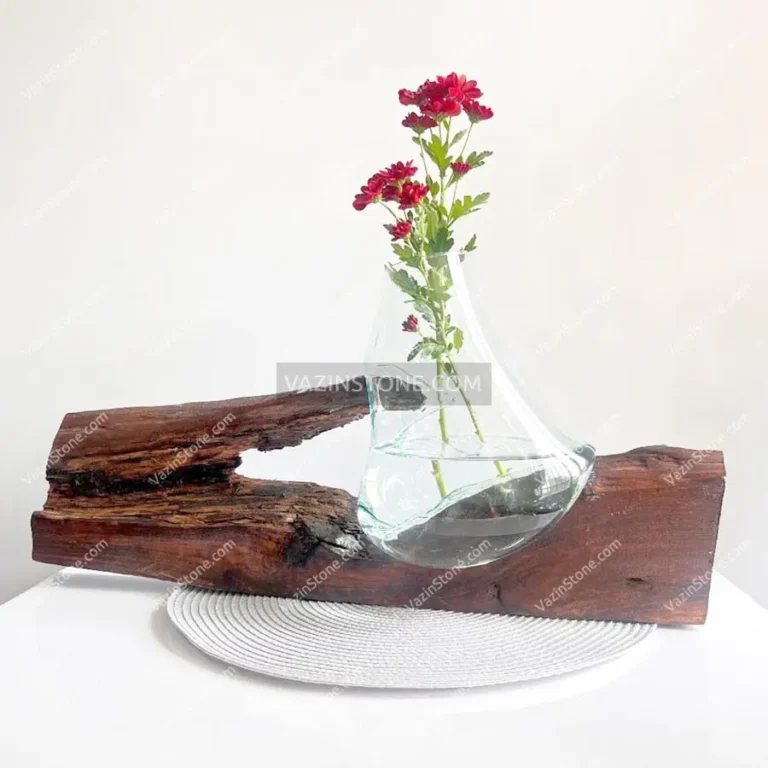 flower pot with wood and glass