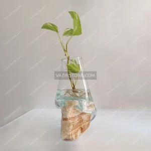 Glass stone flower pot with different stone