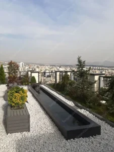 Rectangular stone fountain in a roof garden Picture