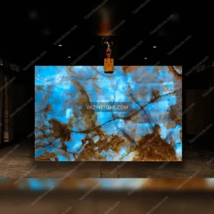 Backlighting of the Royal blue onyx slab stone