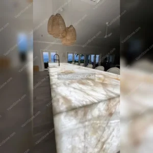 Backlighting of white onyx stone