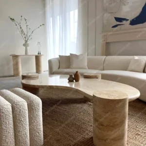 Cream stone coffee table