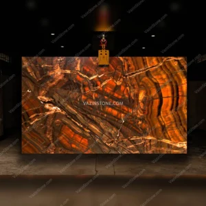 Backlighting of the Sparlo gold onyx slab stone