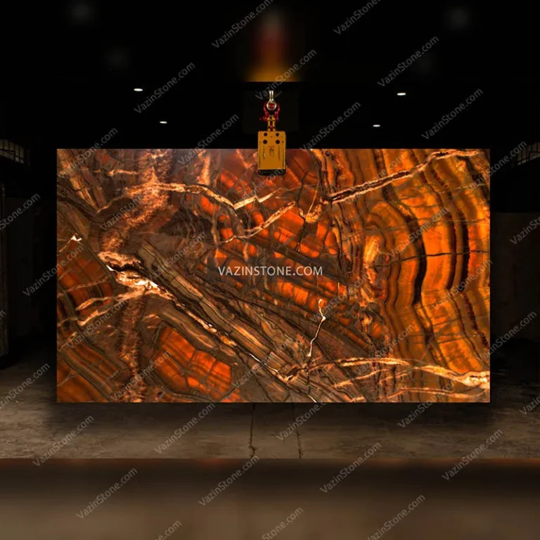 Backlighting of the Sparlo gold onyx slab stone