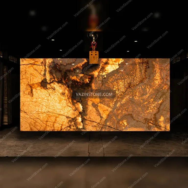 Backlighting of the Sunset onyx slab