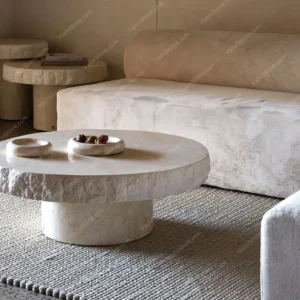 Round stone coffee table