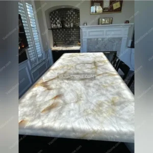 Backlighting of white onyx stone