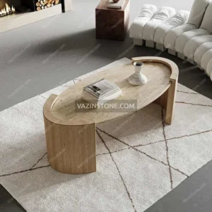 Artas Stone Coffee Table with decorative items on top
